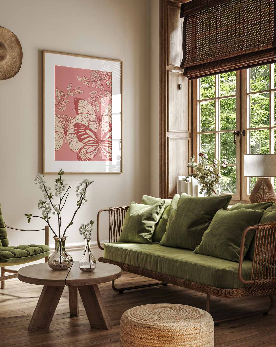 Vlinderdroom Wanddecoratie – staande muurposter met Popart uitstraling