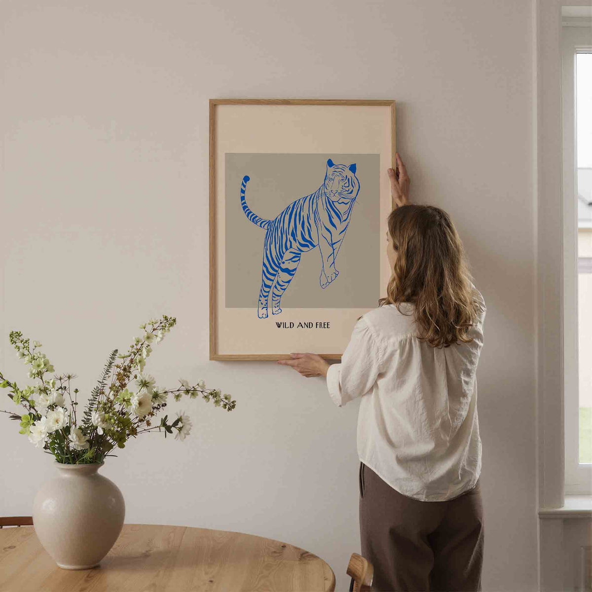 Blauwe tijger – rustige wandkunst als portret poster