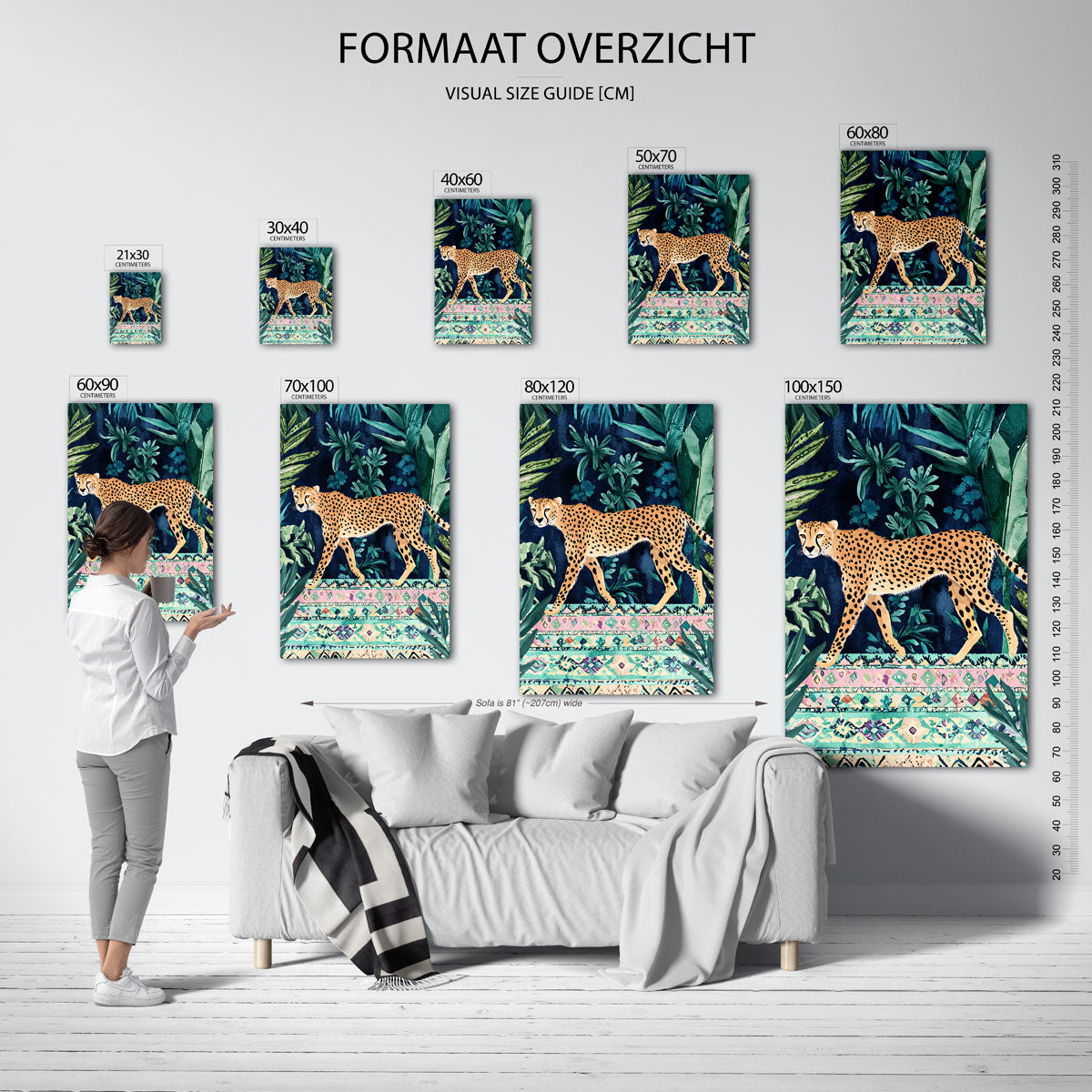 Luipaard in jungle – staande muurposter met dierenthema