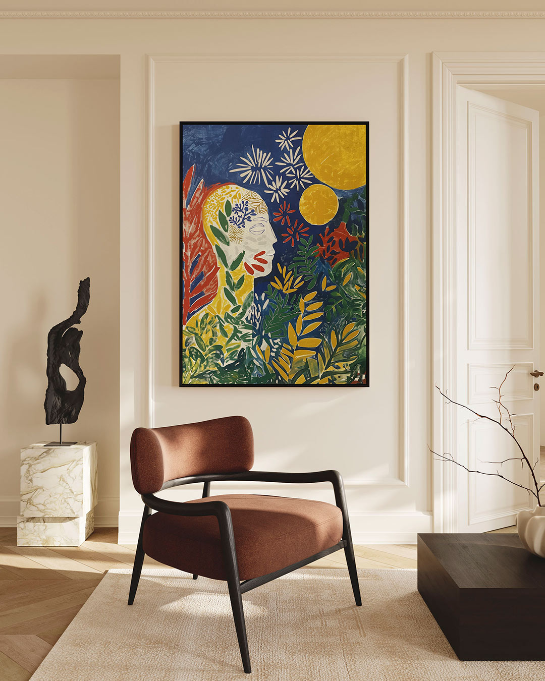 Kleurrijke natuurelementen – staande wanddecoratie
