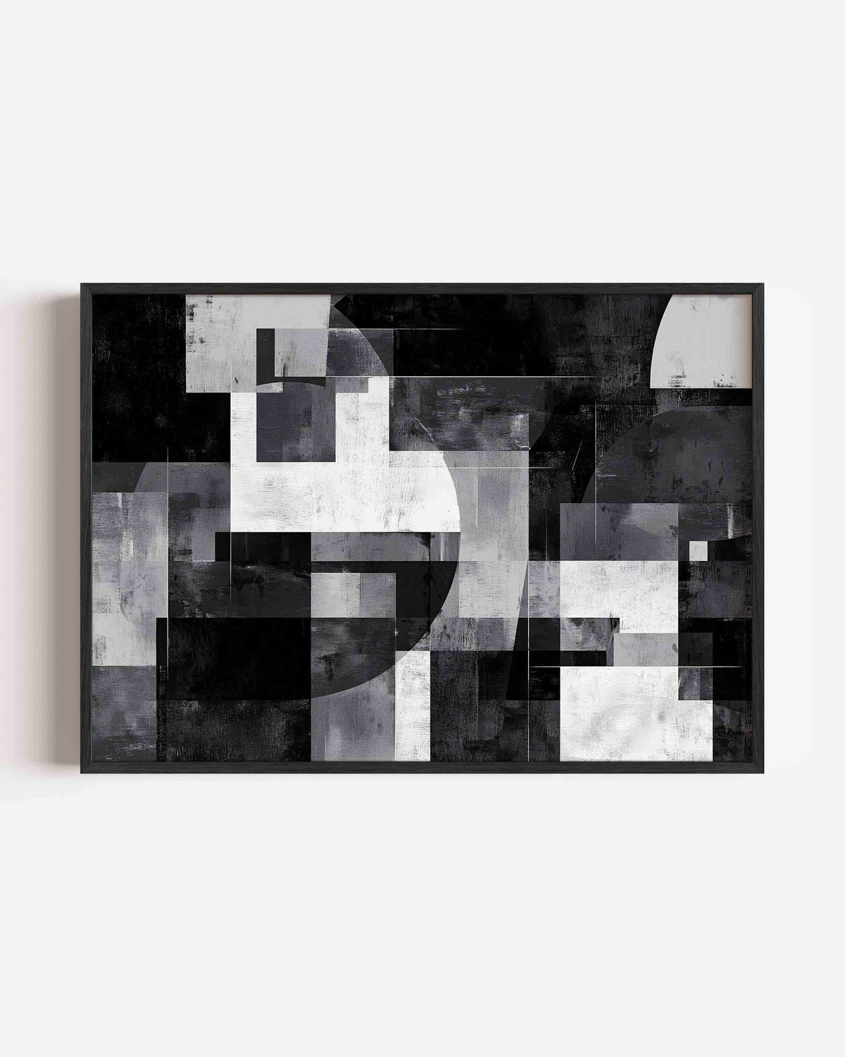 Abstracte zwart wit geometrische – abstracte landscape poster als wanddecoratie