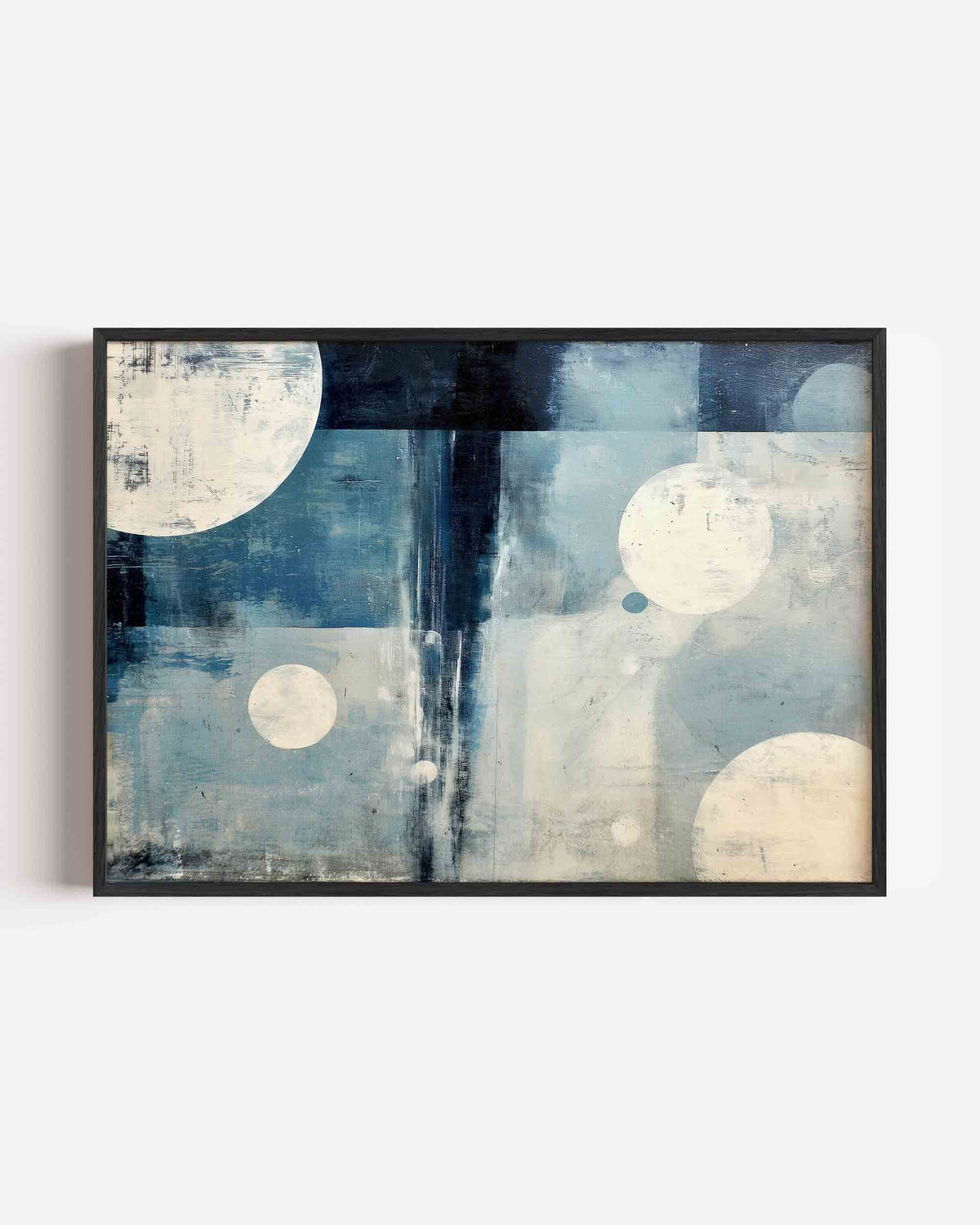 Blauwe cirkels – abstracte landscape poster als wanddecoratie