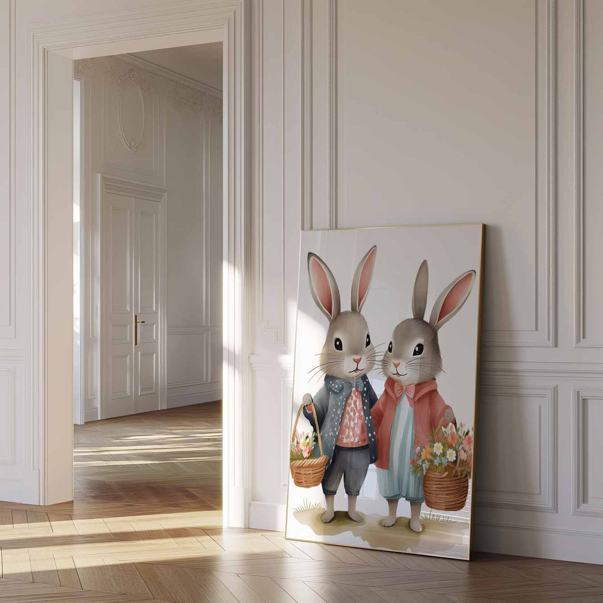 Schattige Konijnen Vrienden – dierenposter als moderne staande wanddecoratie