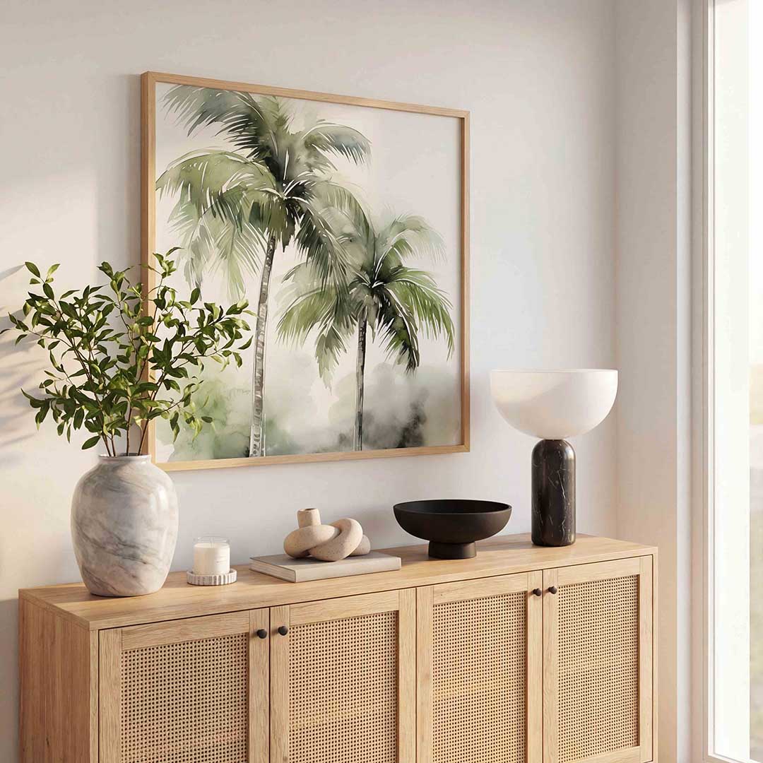 Tropische palmbomen – vierkante jungle wanddecoratie van WallArtistic