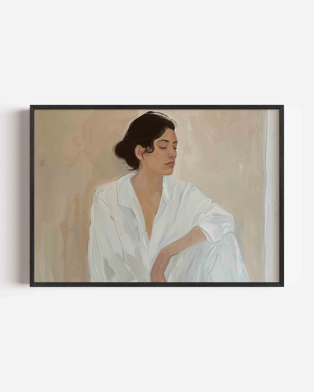 Vrouw in witte kleding – hedendaagse illustratie poster in landscape formaat