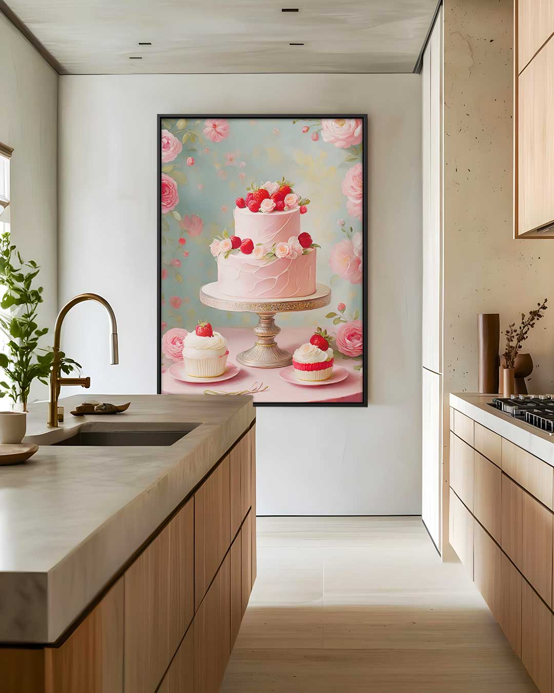 Romantisch Rozen Gebak Schilderij – staand kunstwerk voor modern interieur