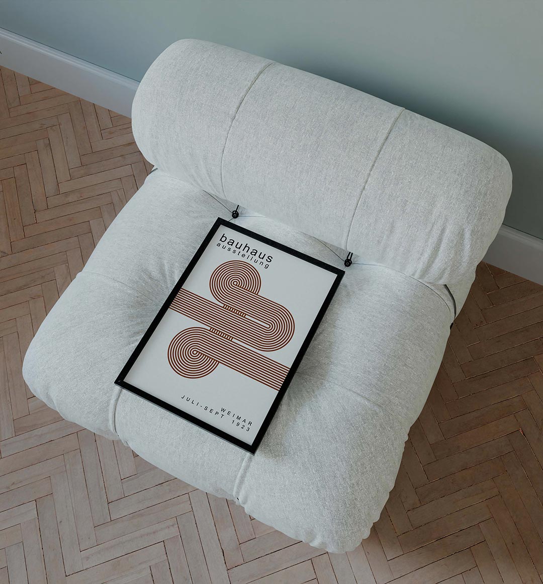 Lijnen en cirkelpatronen – staande Bauhaus poster voor aan de muur