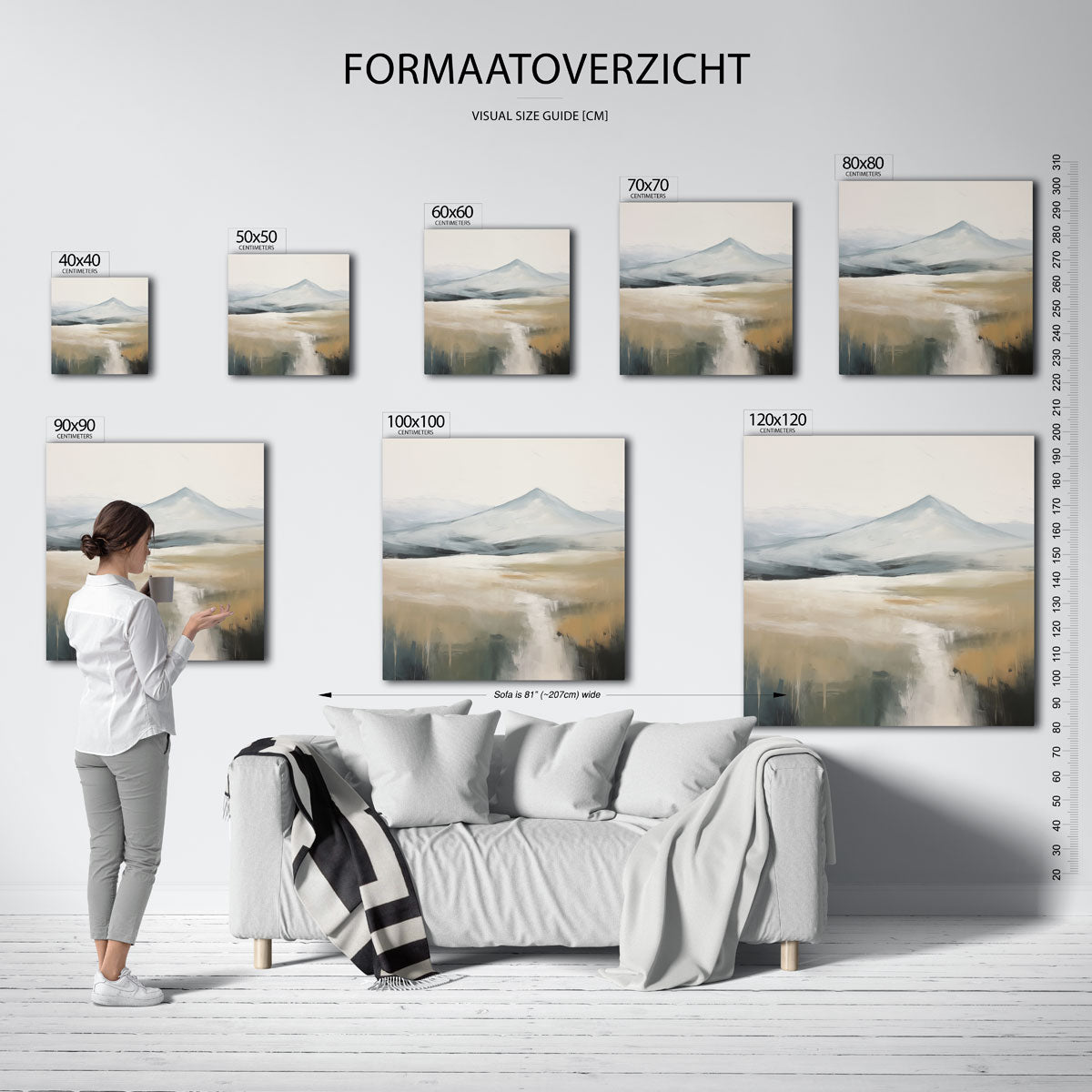 Berglandschap – vierkante muurposter met kleurrijke vormen