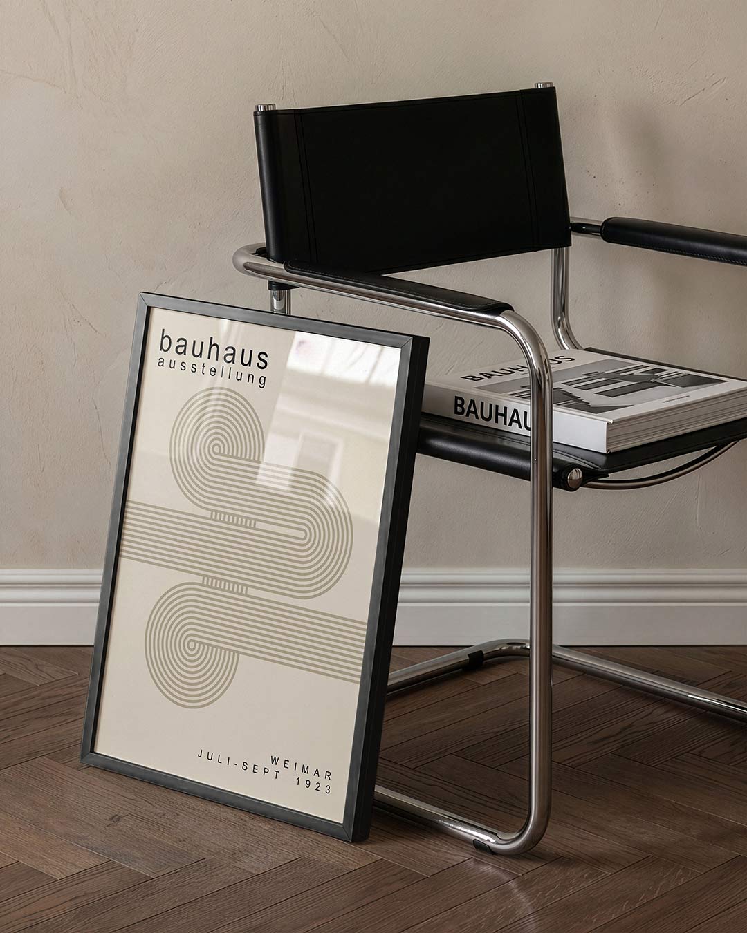 Lijnenspel en vormen – staande Bauhaus poster voor aan de muur