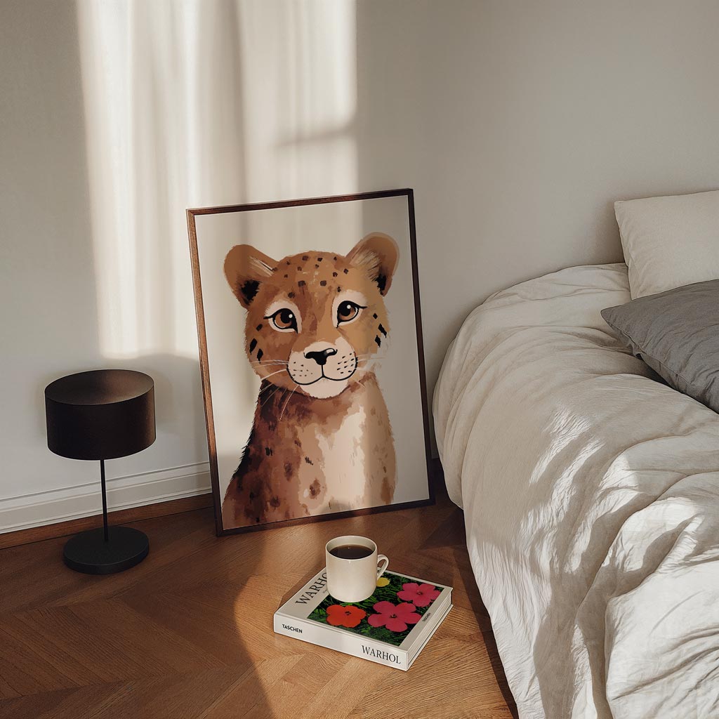 Schattige Cheetah – staande kinderkamer wanddecoratie van WallArtistic