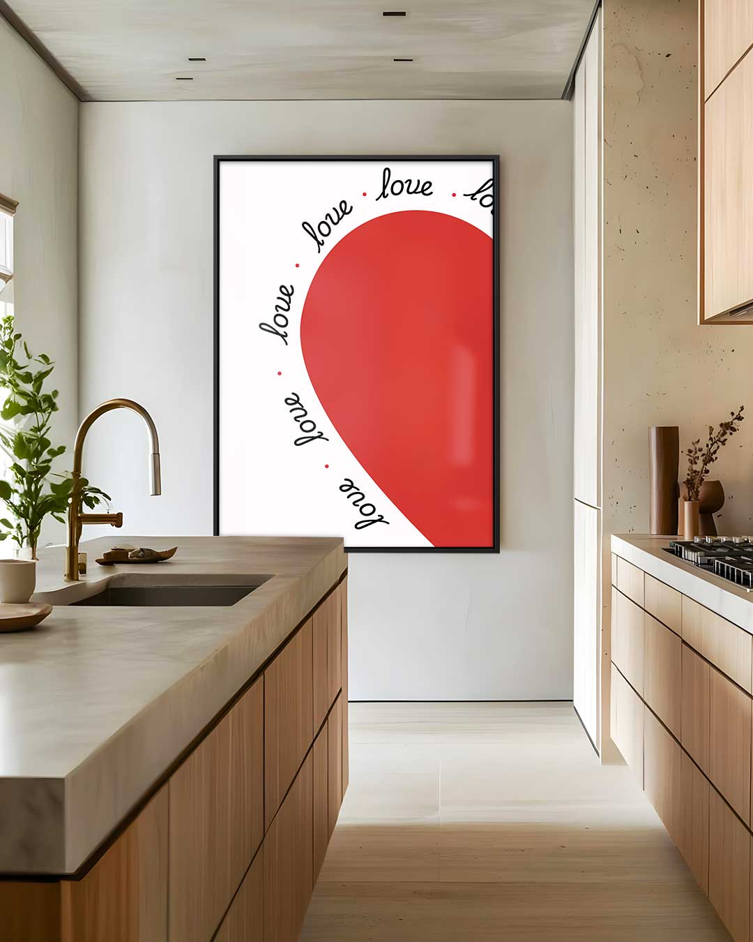 Love in Red – dibond wanddecoratie in staand formaat