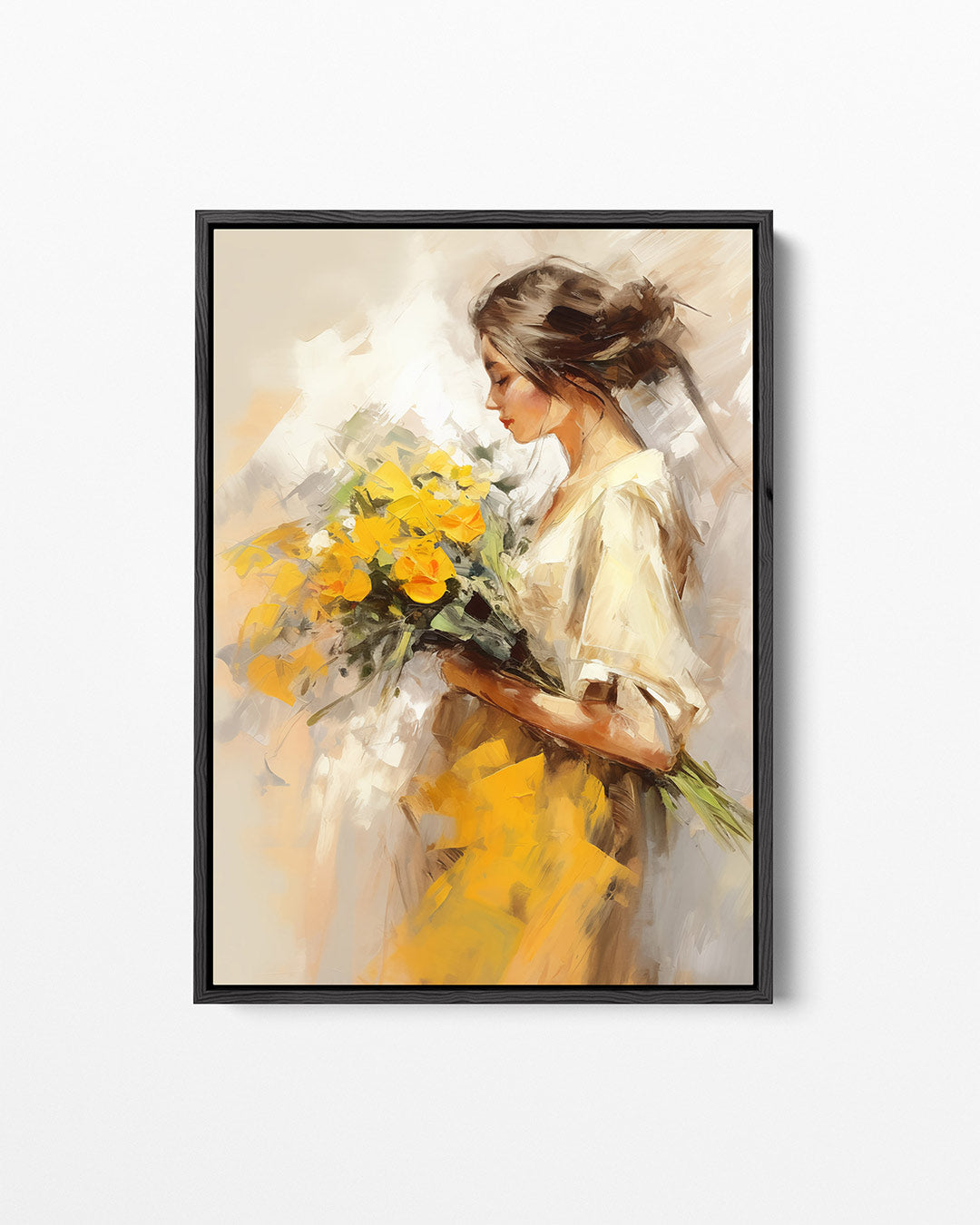 Dromerige bloemenportret – staand wanddecoratie kunstwerk