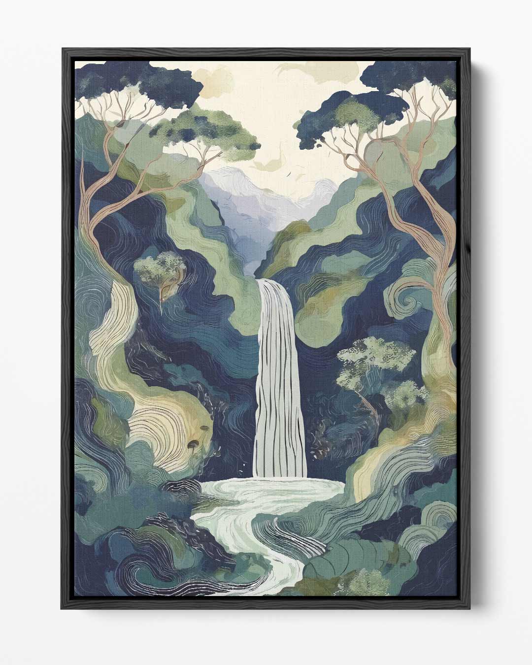 Mystieke Waterval in Bossen – portret kunstwerk als wanddecoratie