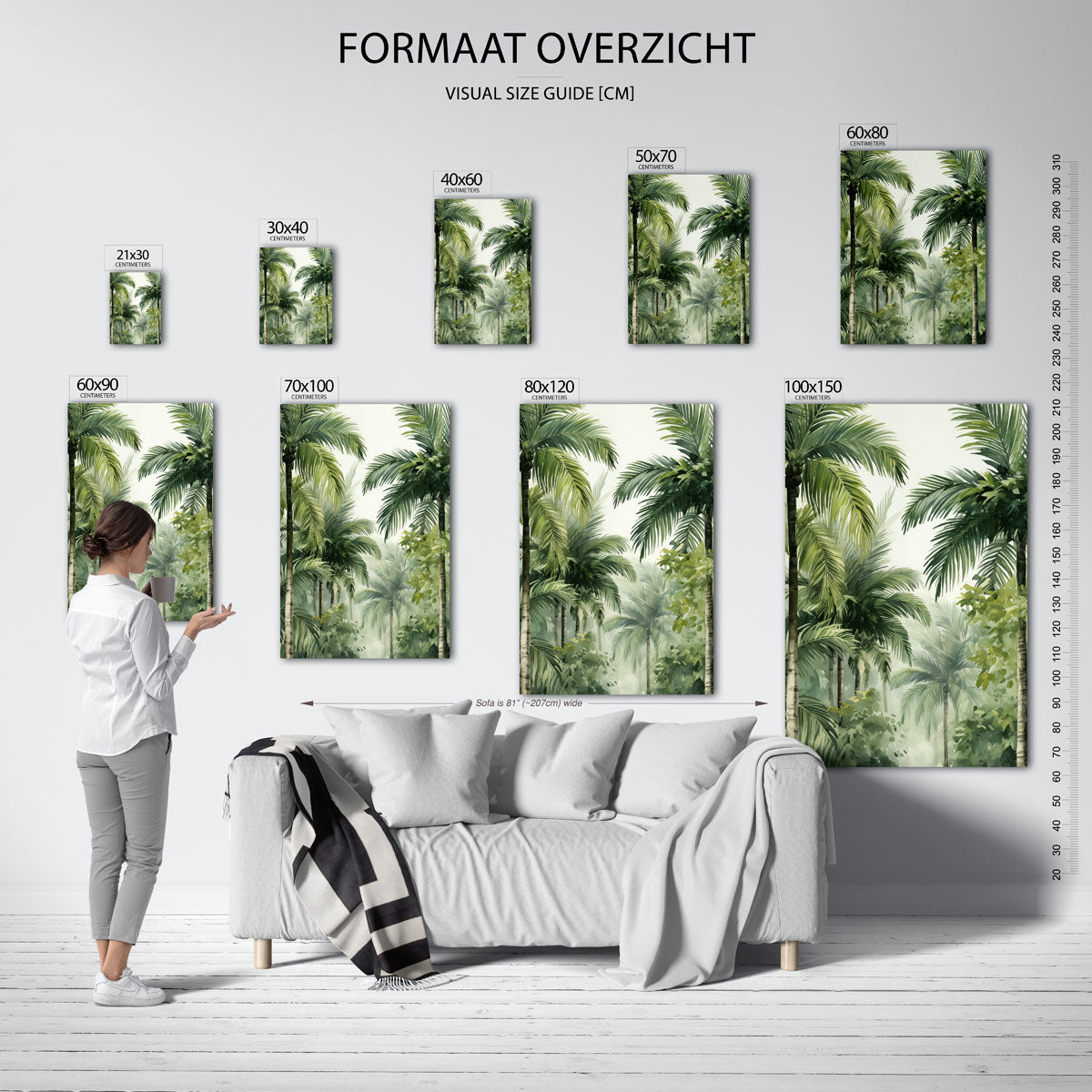 Palmbladeren en bomen – staande muurposter met jungle thema