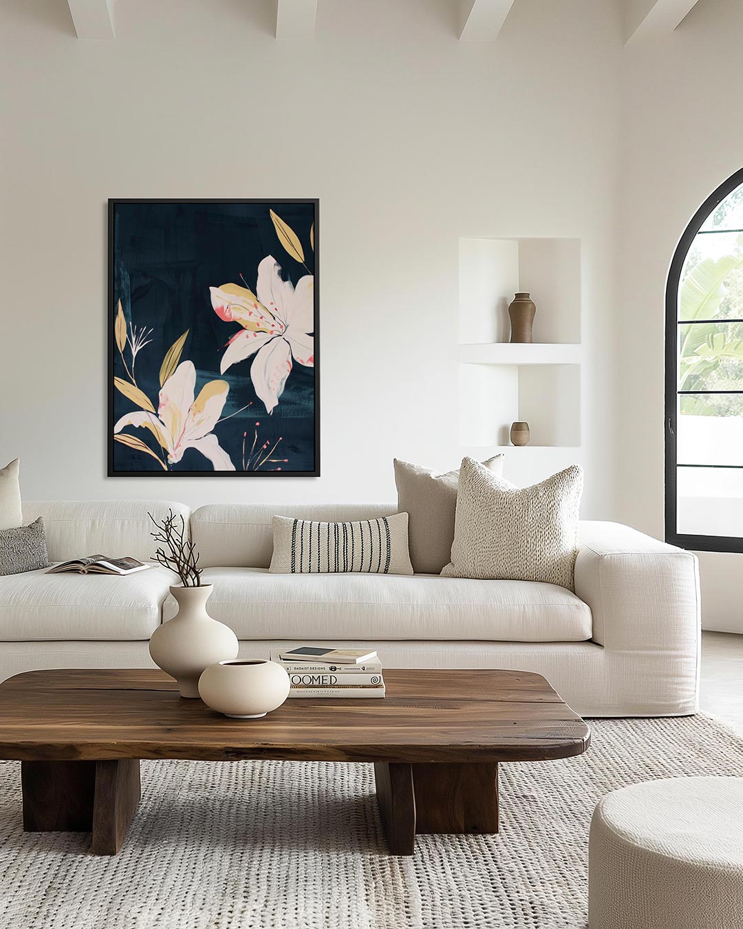 Bloemrijke compositie – moderne staande wandkunst