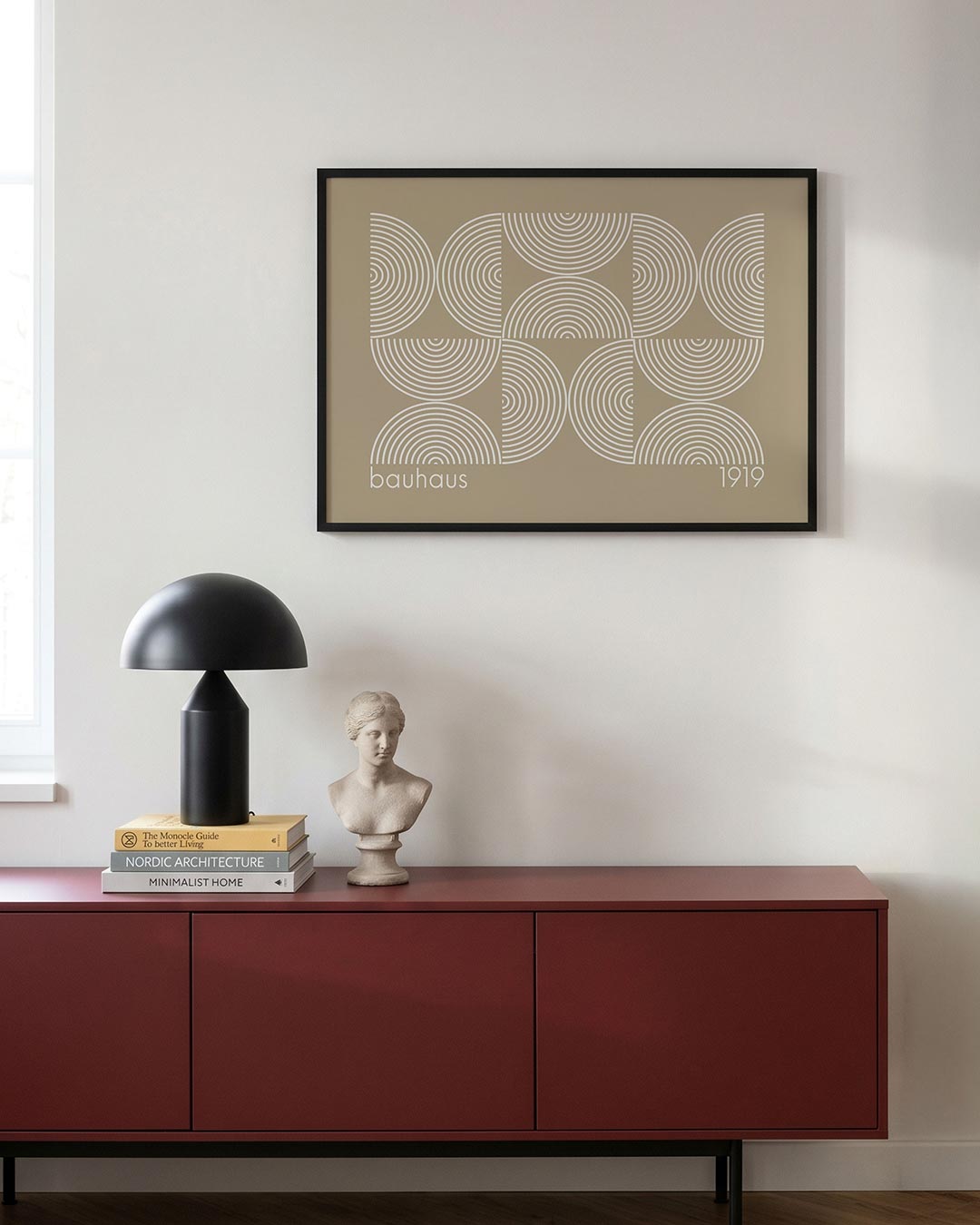 Cirkelpatroon en lijnen – moderne Bauhaus wandkunst als poster