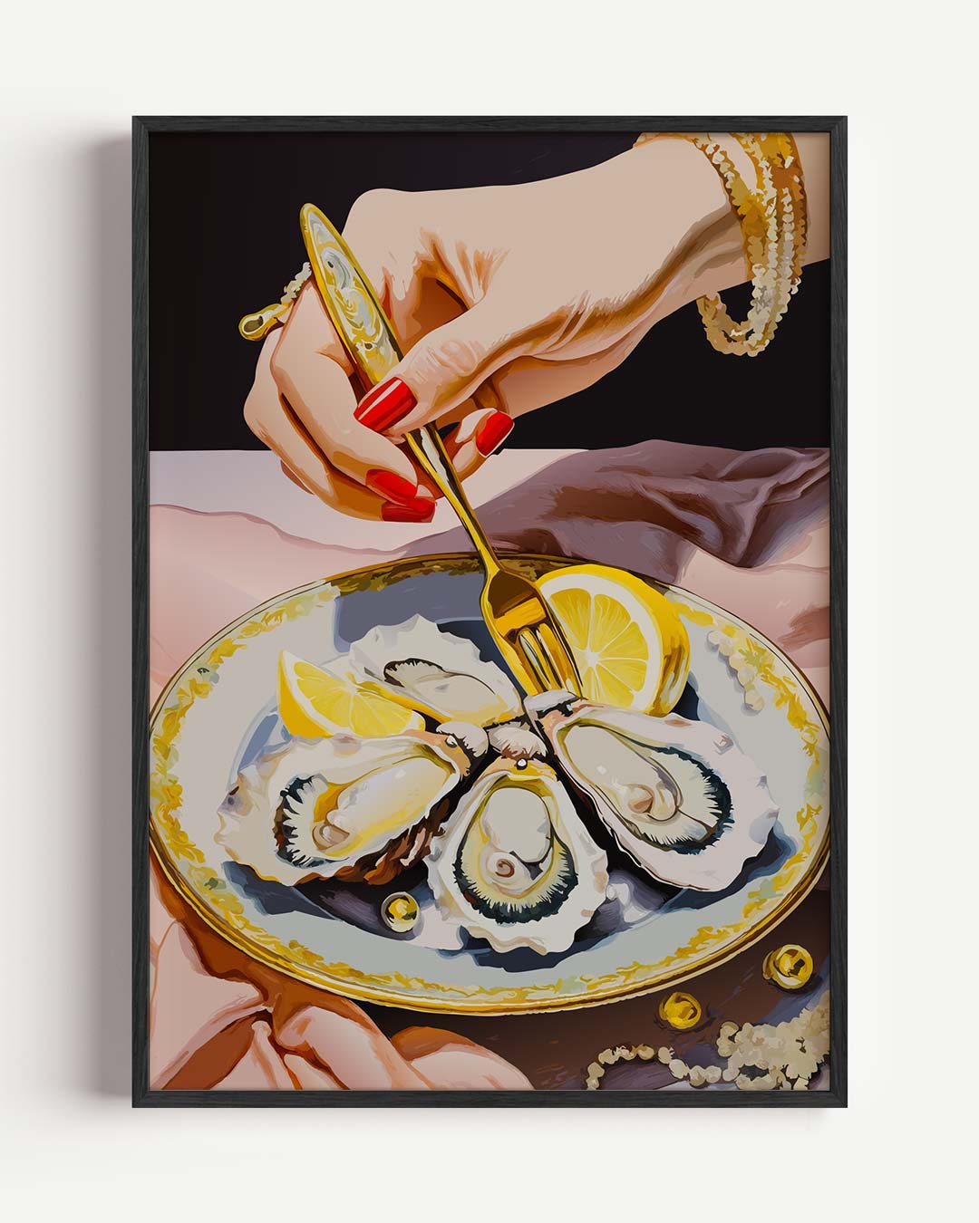 Luxe Oesterparty – keuken portret poster als wanddecoratie