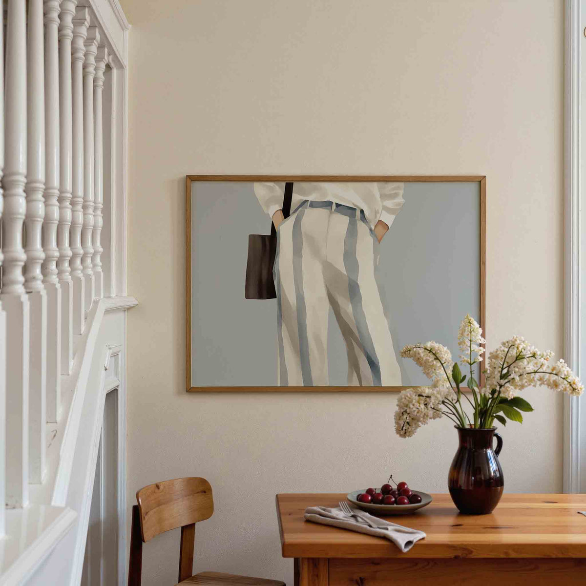 Gestreepte broek – liggende illustratie poster als wanddecoratie