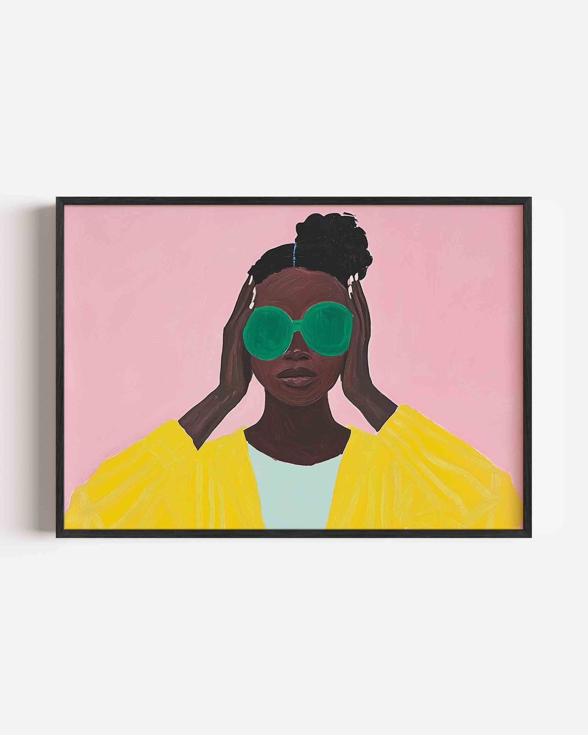 Vrouw met groene bril – vrouwelijk portret als landscape poster