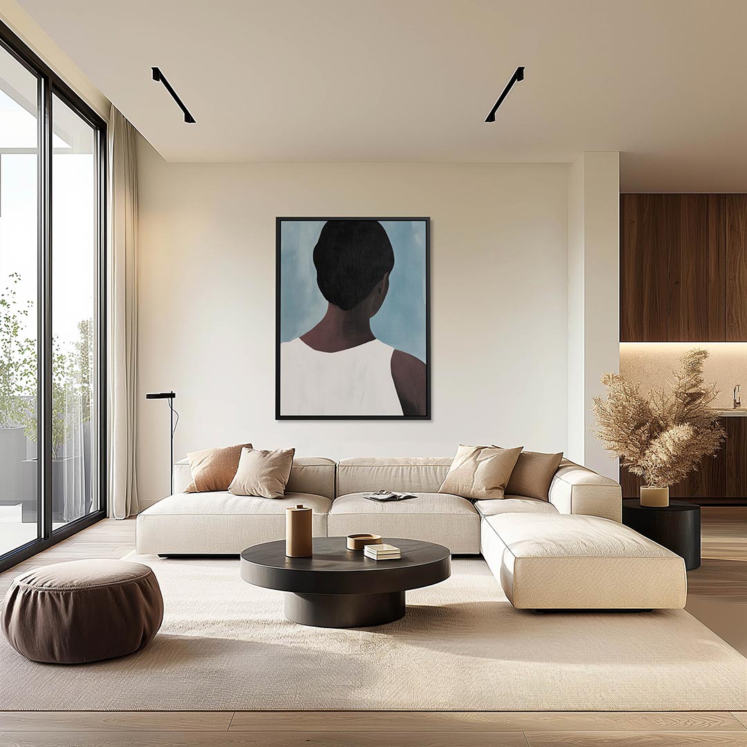 Stille rugaanzicht – moderne staande wandkunst