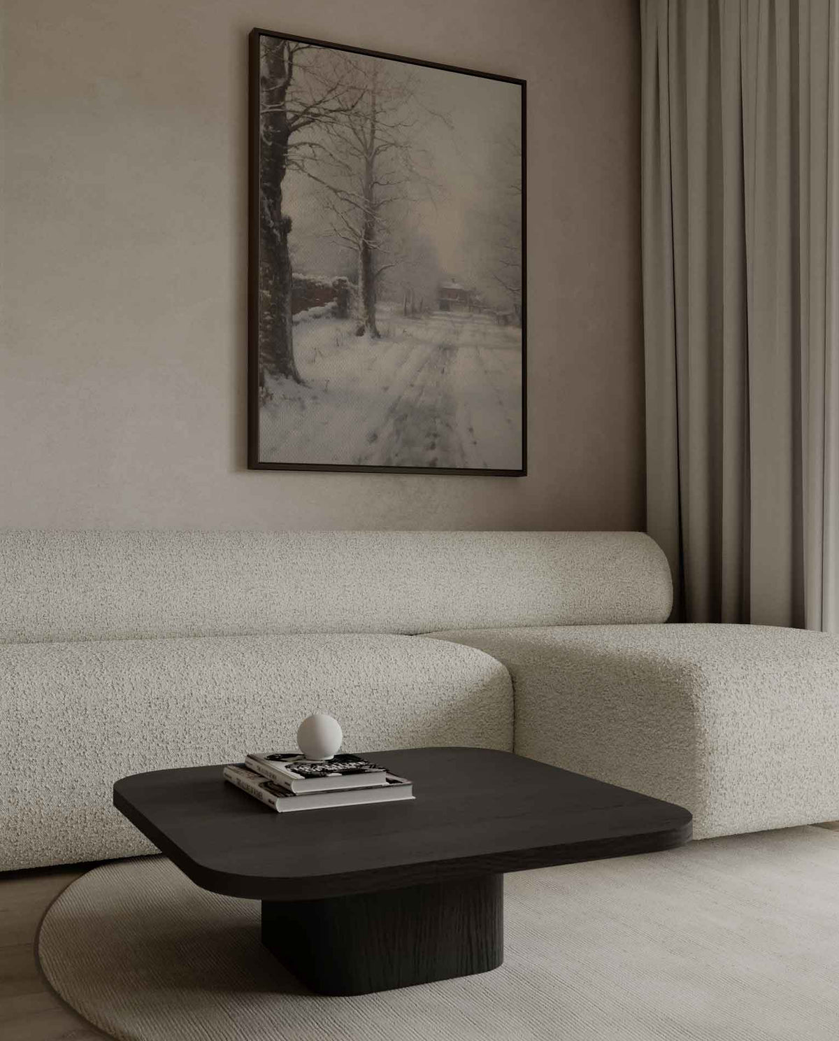 Winterlandschap in Sneeuw – dibond wanddecoratie in staand formaat