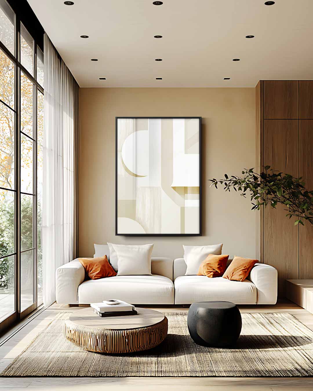 Abstracte Geometrische Druk – staande wandkunst voor woonkamer of interieur