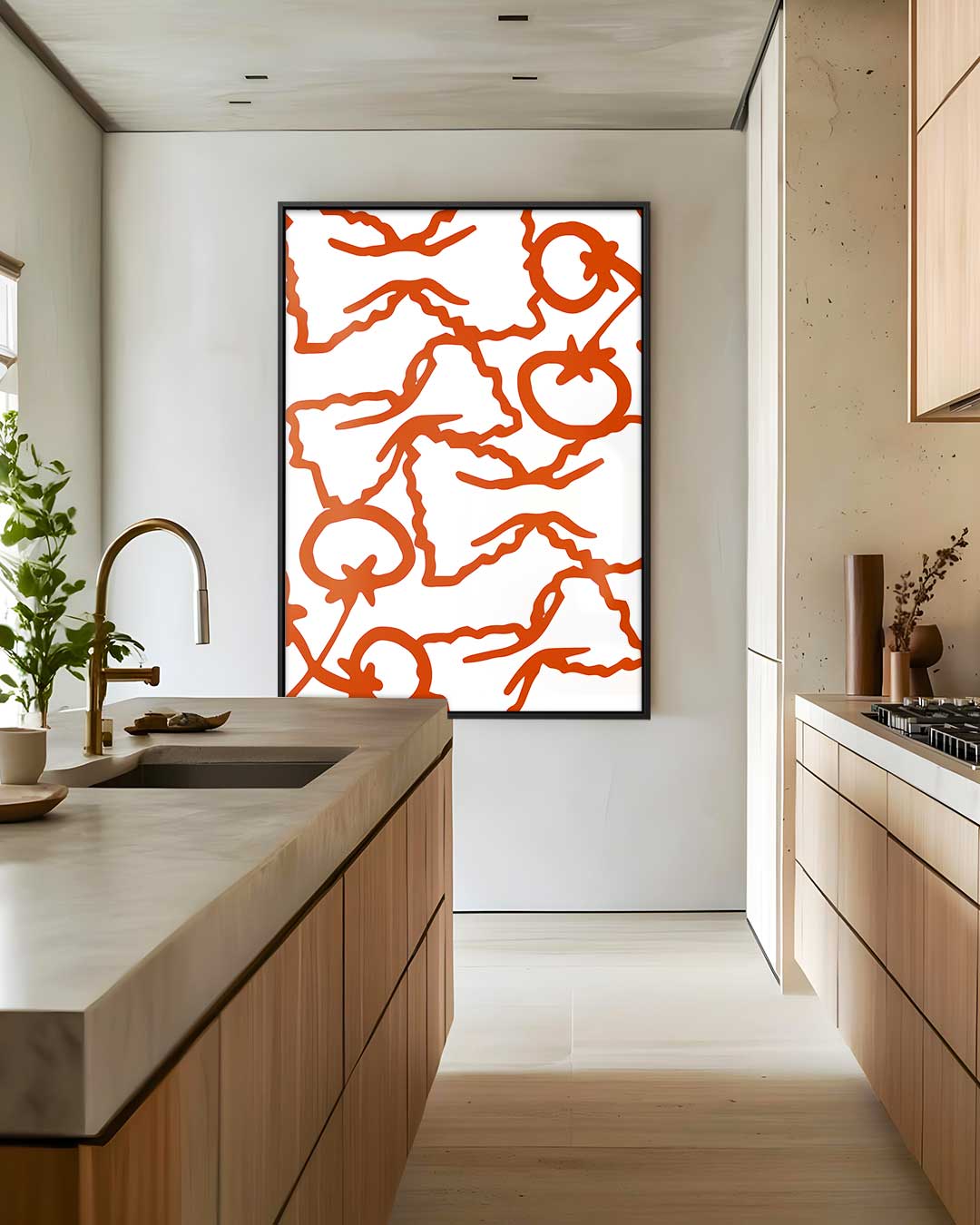 Pasta en Tomaten Illustratie – staand kunstwerk voor modern interieur
