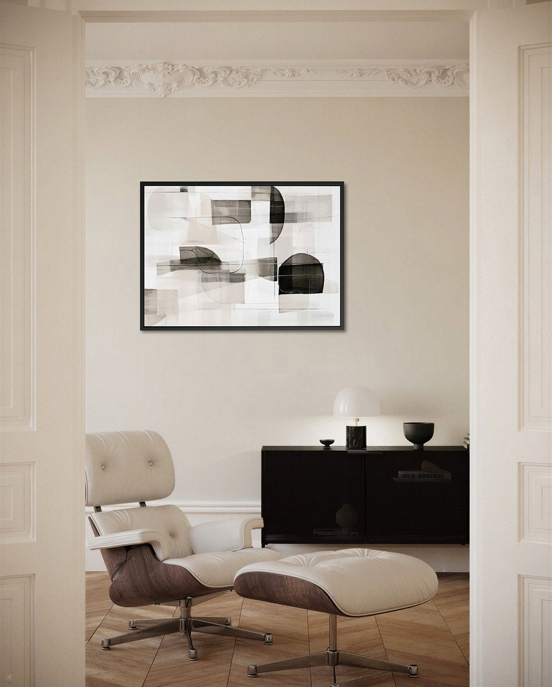 Geometrische vormen compositie – Serene – liggende wanddecoratie