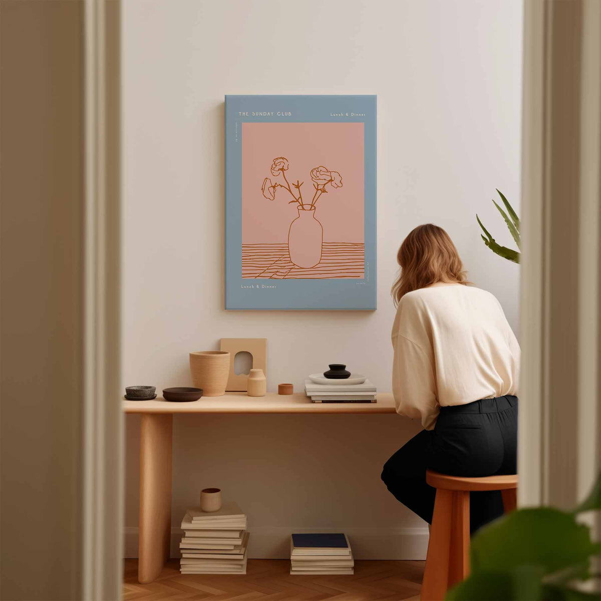 Eenvoudige Bloemenvaas – modern portret kunstwerk van WallArtistic
