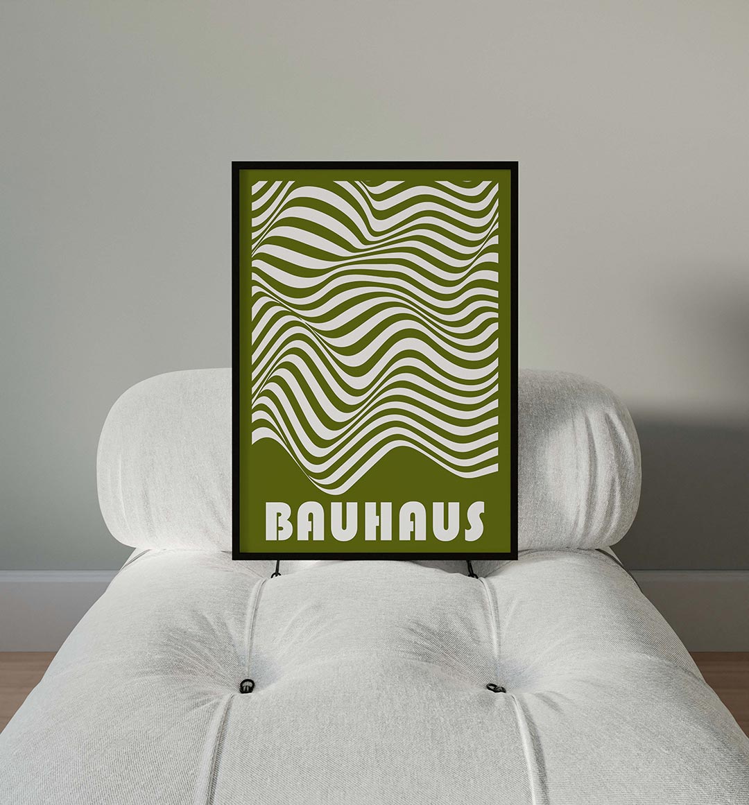 Golvend lijnenspel – moderne Bauhaus wandkunst als poster