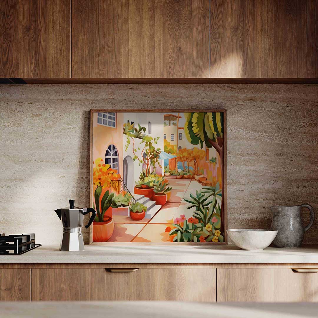 Mediterrane tuin – culinaire wandkunst als vierkante poster