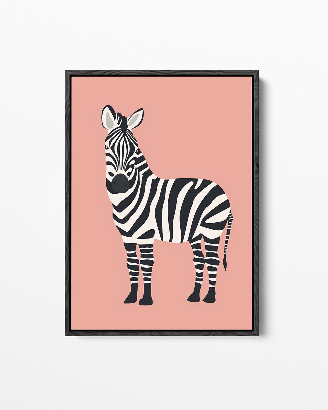 Zebra op roze achtergrond – staand wanddecoratie kunstwerk