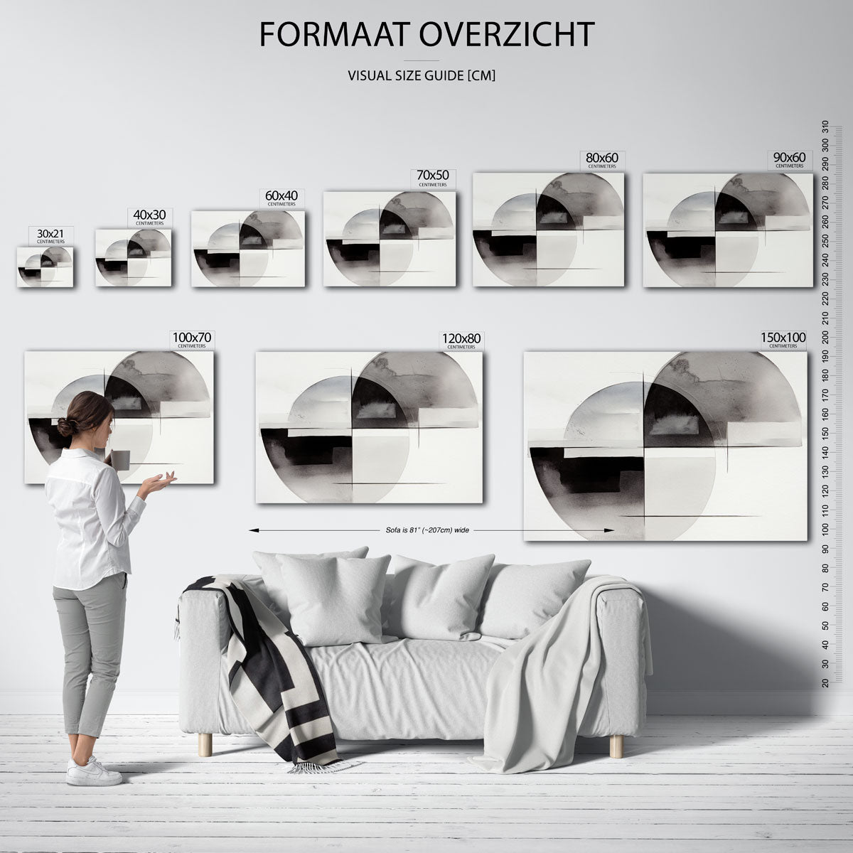 Abstracte cirkels en lijnen – liggende muurposter met abstracte vormen