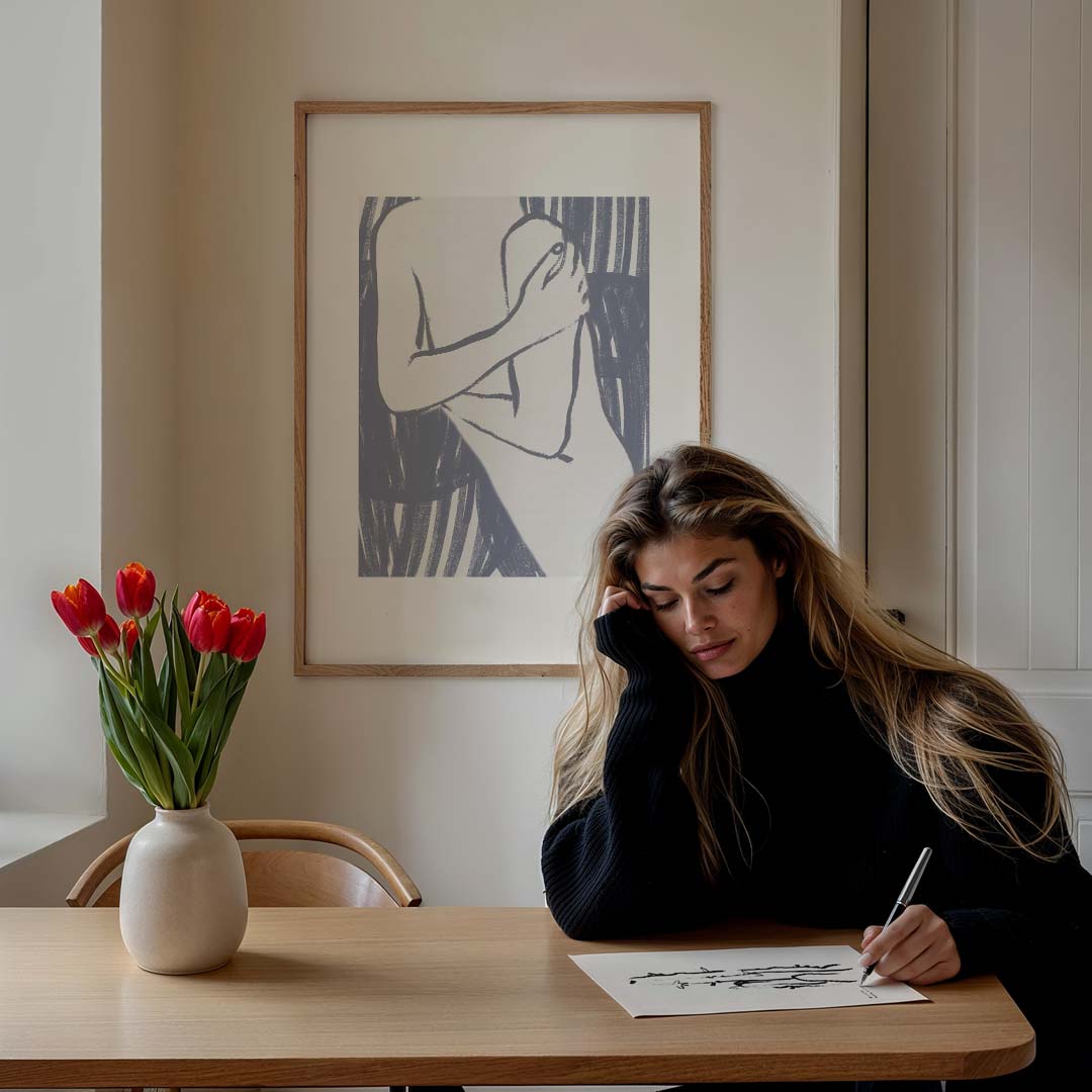 Minimalistische Elegantie – lijntekening poster in staand formaat