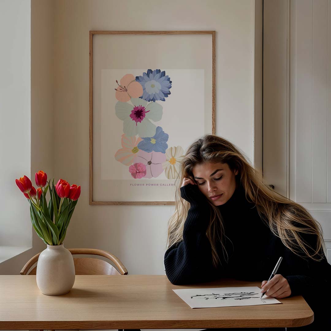 Bloemenpracht – staande muurposter met tekst en typografie