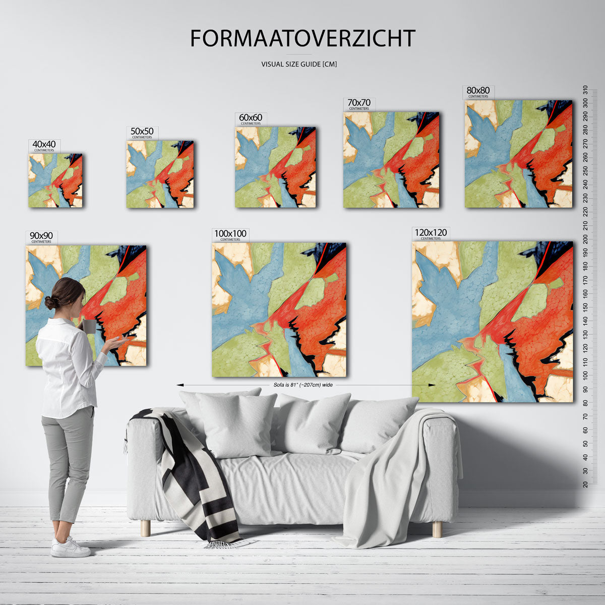 Abstracte vormen – vierkante muurposter met kleurrijke vormen
