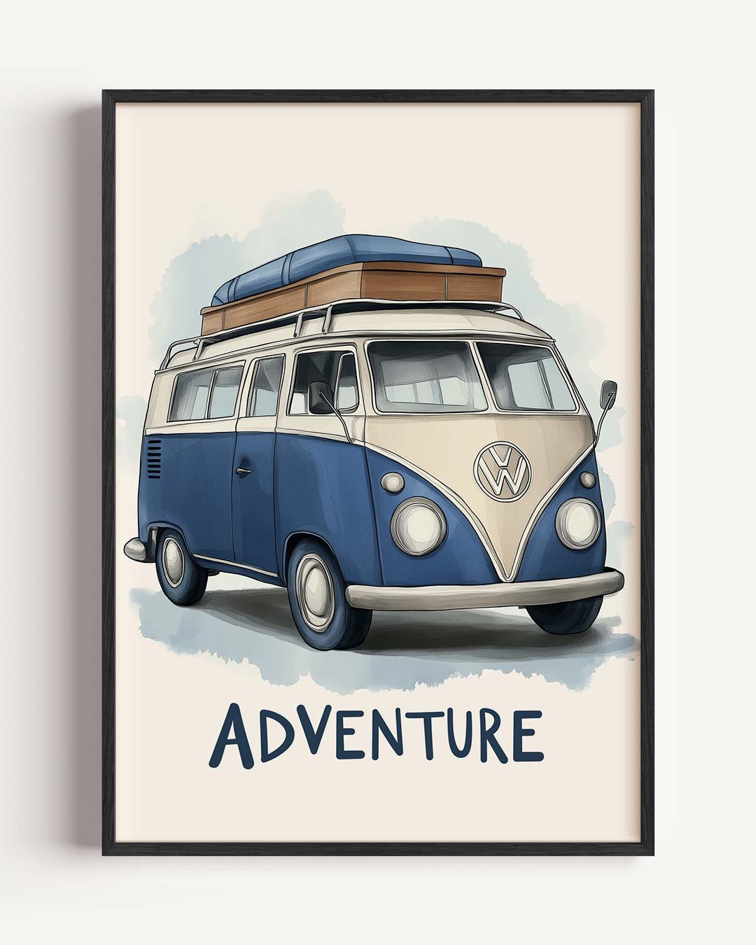 Retro Camper Avontuur – kids portret poster als wanddecoratie