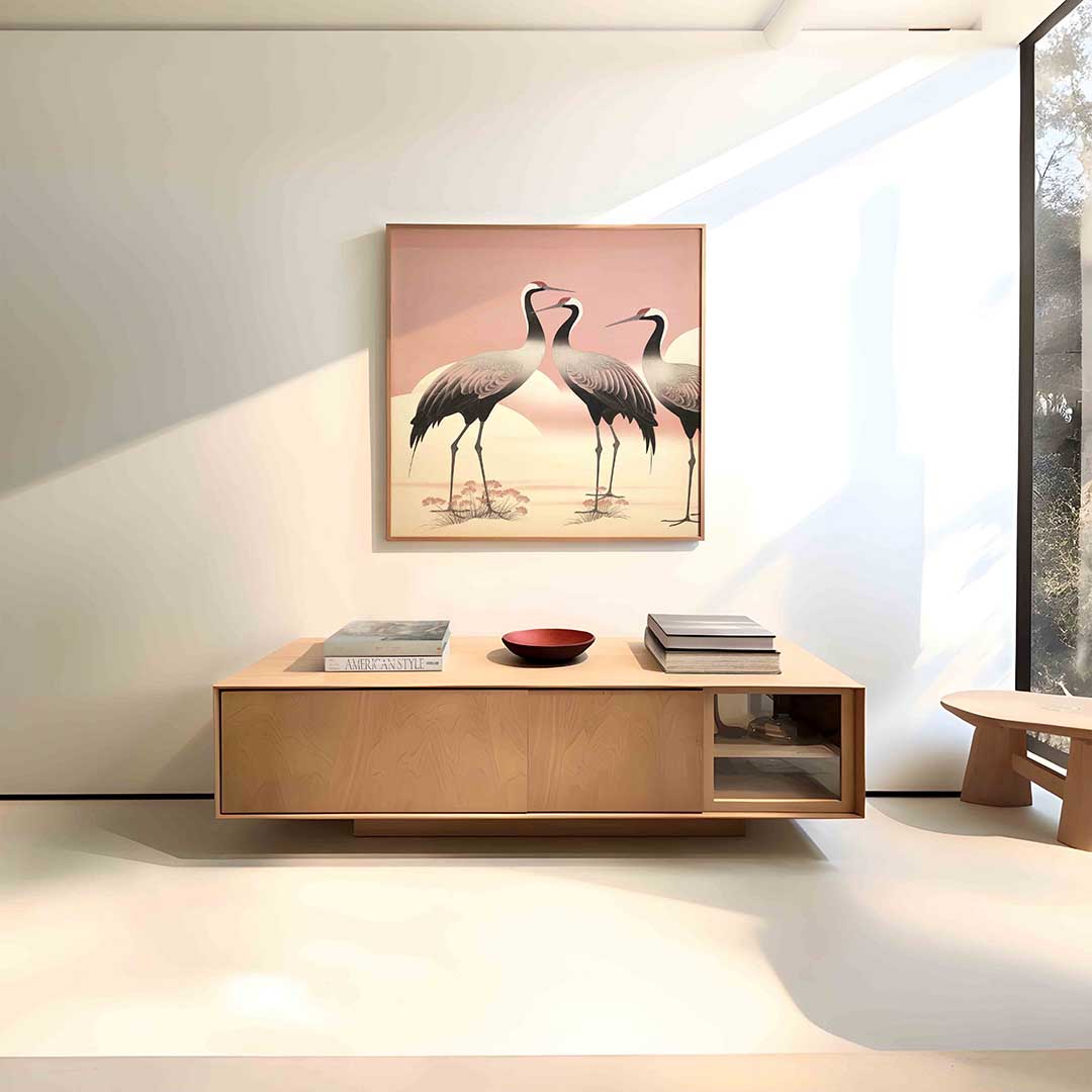 Drie kraanvogels – vierkante dieren wanddecoratie van WallArtistic