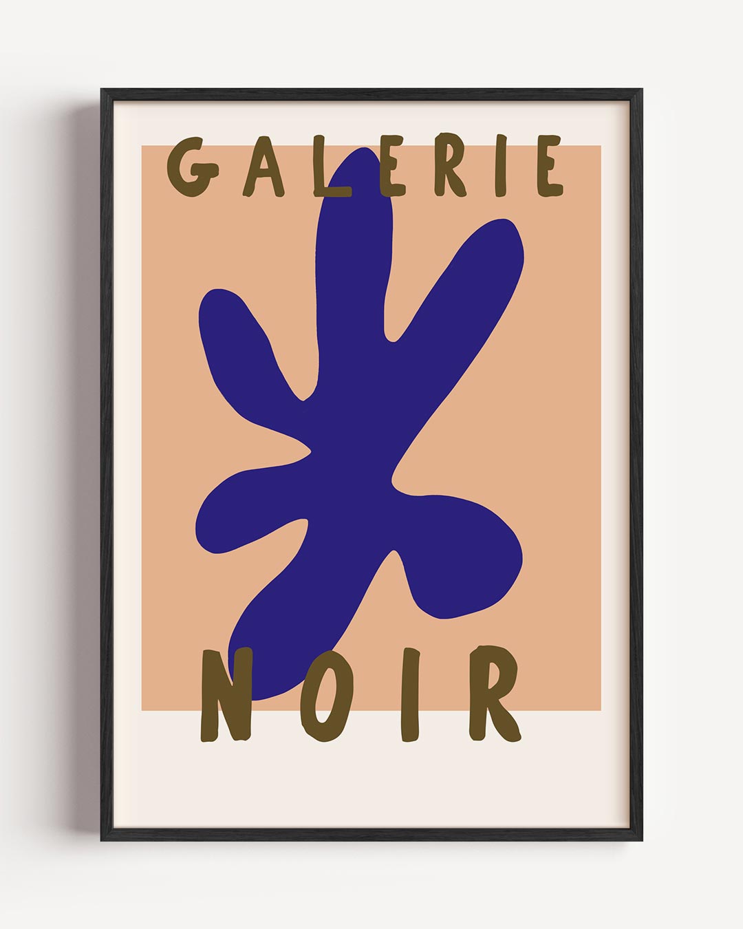 Abstracte Blauw-Bruine Kunstposter – typografie portret poster als wanddecoratie