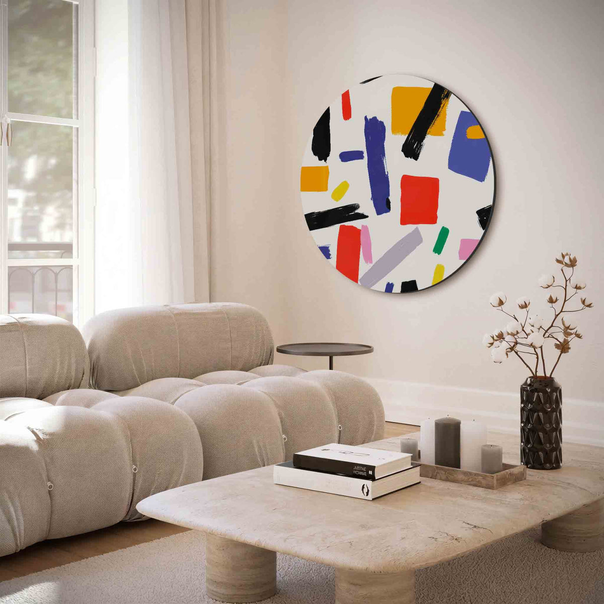 Abstracte vormen – illustratie muurcirkel als ronde muurdecoratie