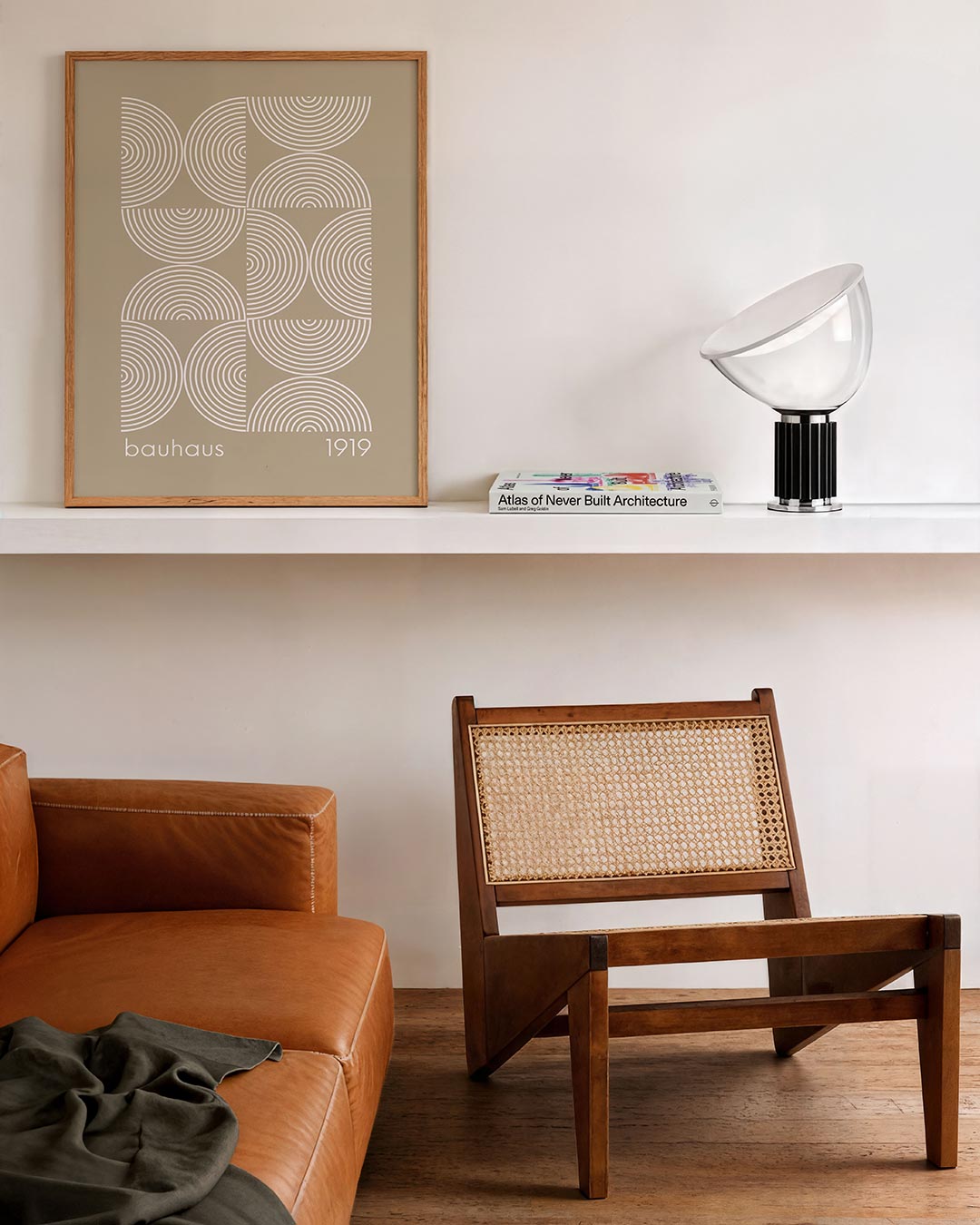Cirkelpatroon en lijnen – staande Bauhaus poster voor aan de muur