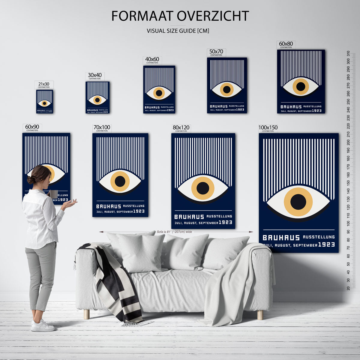 Lijnen en oog – geometrische poster in Bauhaus-stijl van WallArtistic