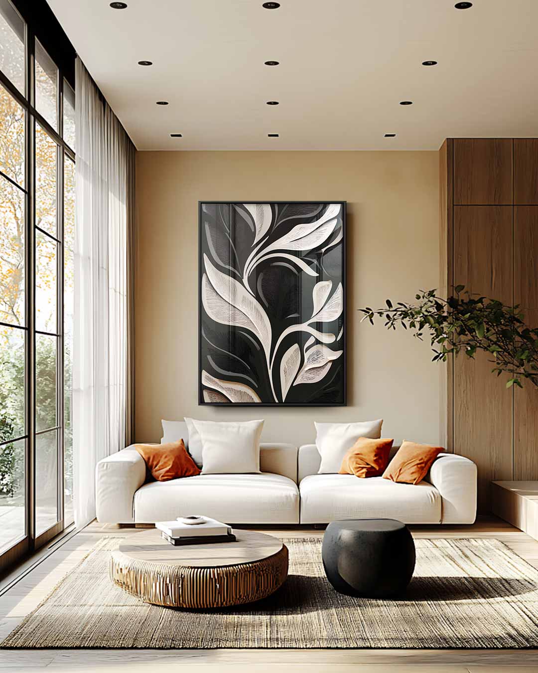 Moderne Bladpatroon Kunst – staande wandkunst voor woonkamer of interieur
