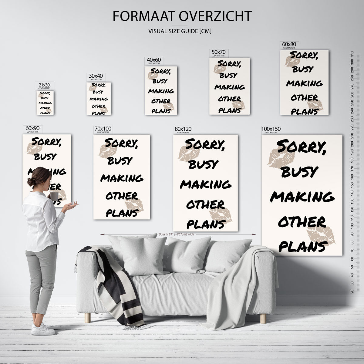 Sorry busy making plans – staande muurposter in Pop Art stijl