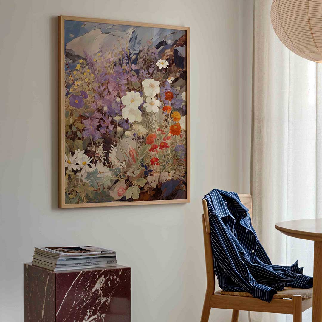 Bloemen en rotsen – bloemen poster in staand formaat