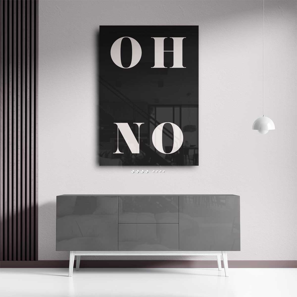 OH NO Typografie Art – kunstwerk met zwarte baklijst