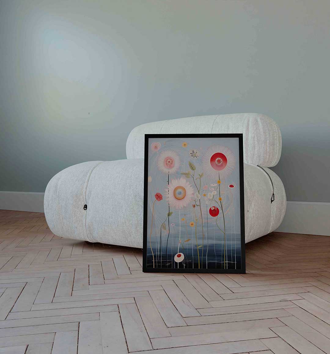 Bloemen en stelen – surrealistische wandkunst als portret poster