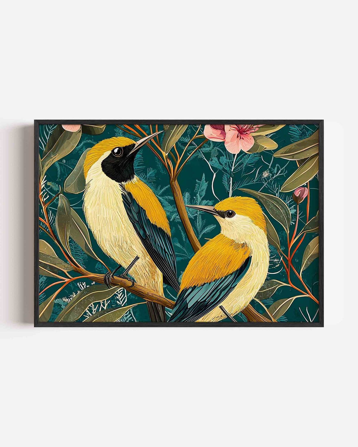 Vogels en bloemen – dieren landscape poster als wanddecoratie