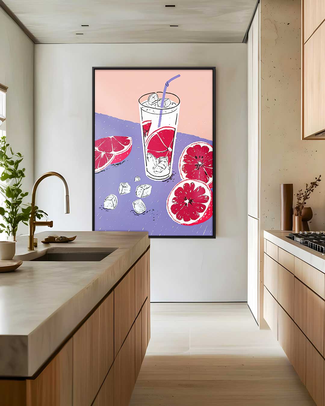 Zomers Grapefruit Avontuur – staand kunstwerk voor modern interieur