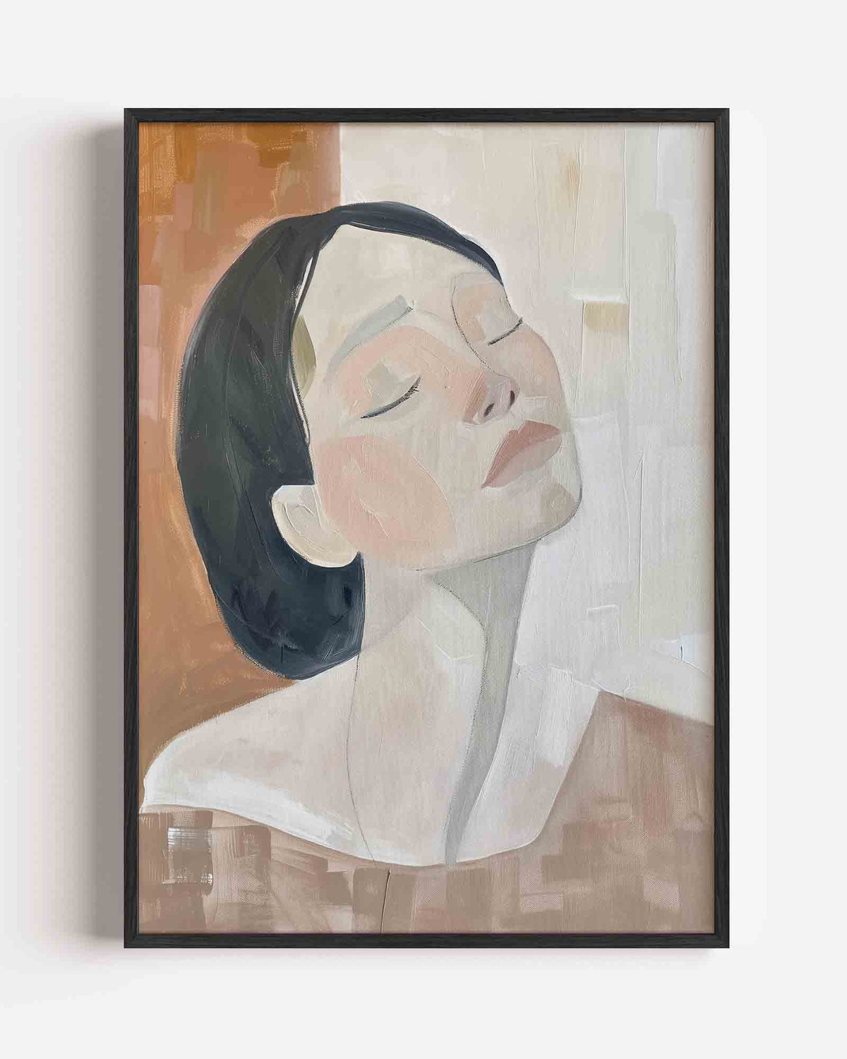 Vrouw met gesloten ogen – hedendaagse illustratie portret poster als wanddecoratie